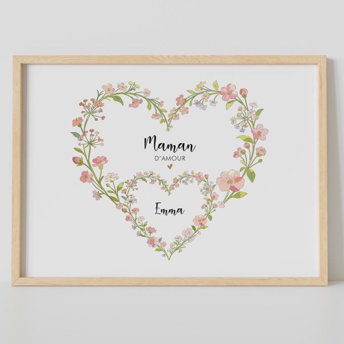 Cœurs Fleuris personnalisables avec Prénoms des Enfants
